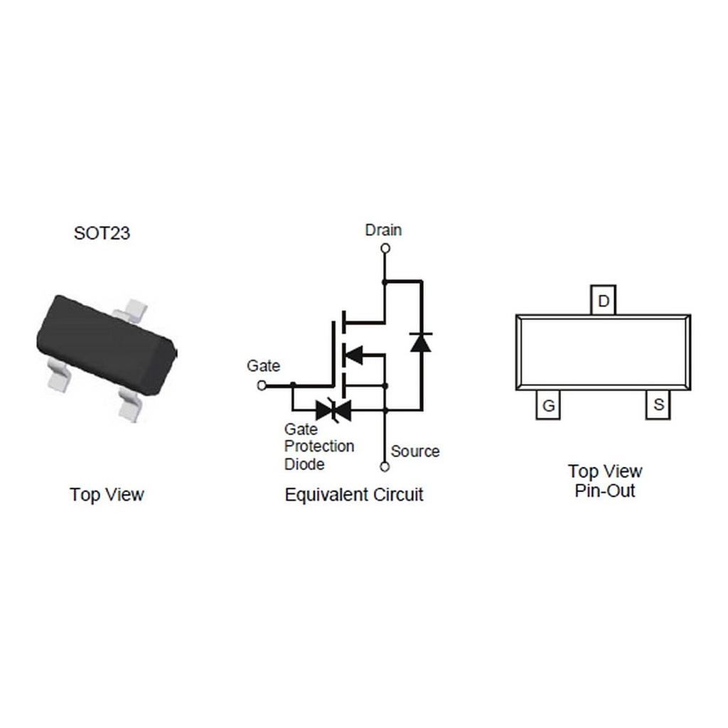 Transistor N-Channel SMD K7K DMN601K-7 Mosfet 60V 800mA SOT-23
