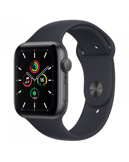 [MKQ63TY/A] Apple Watch SE GPS, 44mm Space Grey Aluminium Case with Midnight Sport Band - Regular