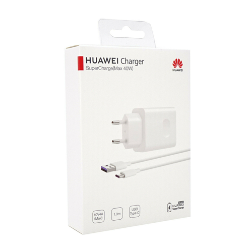 Alimentatore e cavo di ricarica USB-C 1m Super Charge Originale Huawei 40W - Bianco
