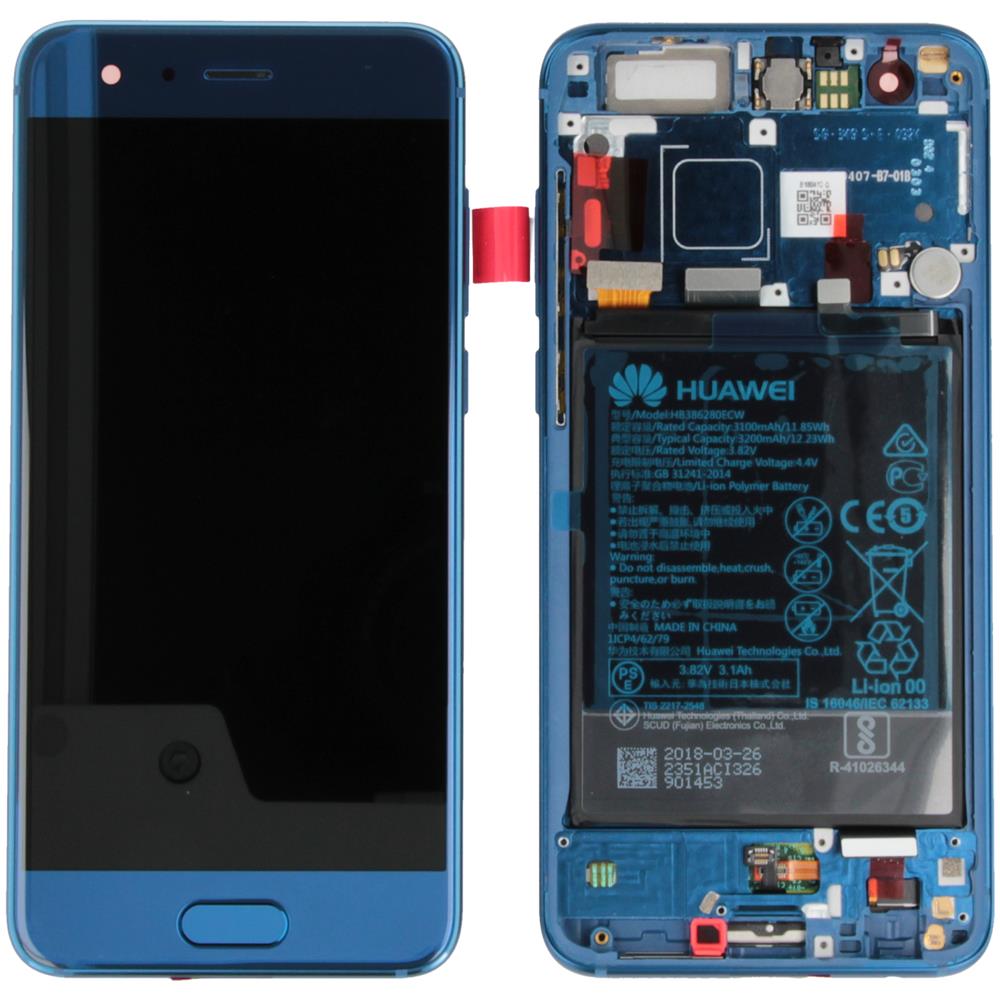 Display Lcd completo di touch screen con frame e batteria Originale per Huawei Honor 9 STF-L09 - Blu
