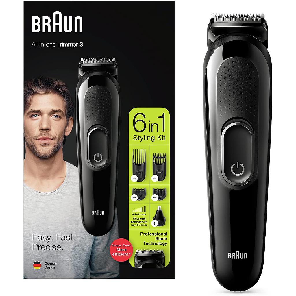 [MGK3220] REGOLA BARBA RICARICABILE 13 LUNGHEZZE + KIT ACCESSORI 6 IN 1