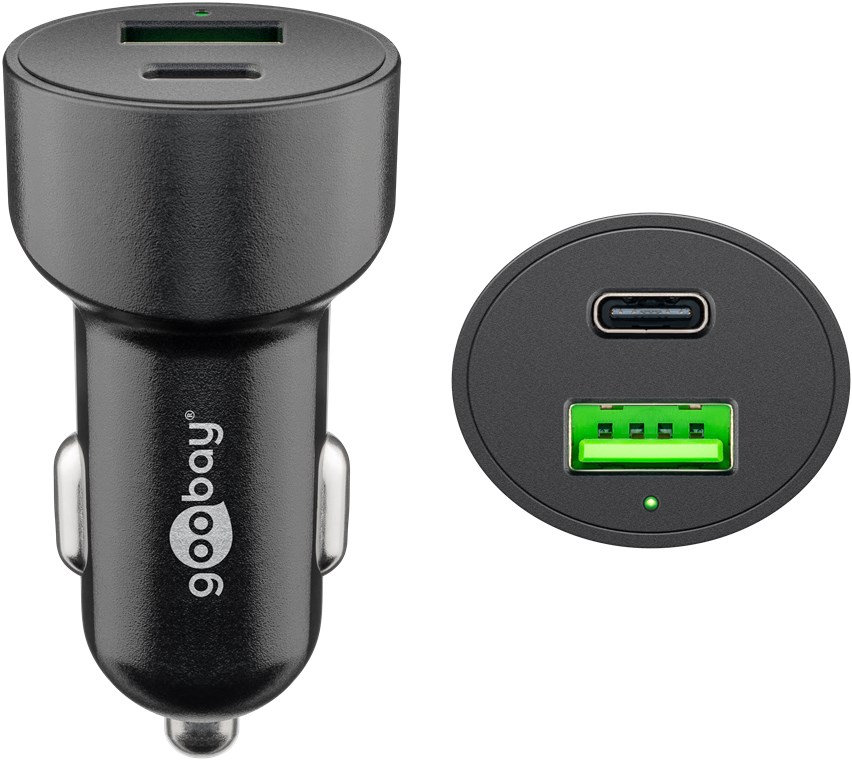 [39908] Caricabatterie rapido per auto USB-C™ PD (alimentazione) Dual-USB - Goobay