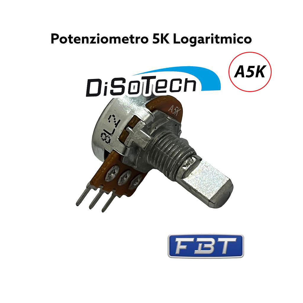 Potenziometro Volume 5K A5K Logaritmico FBT Albero liscio 15mm
