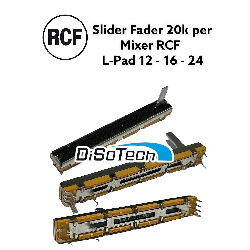 Slider Fader A20K Log Dual ORIGINALE RCF per mixer L-PAD 12 16 24ch 75mm