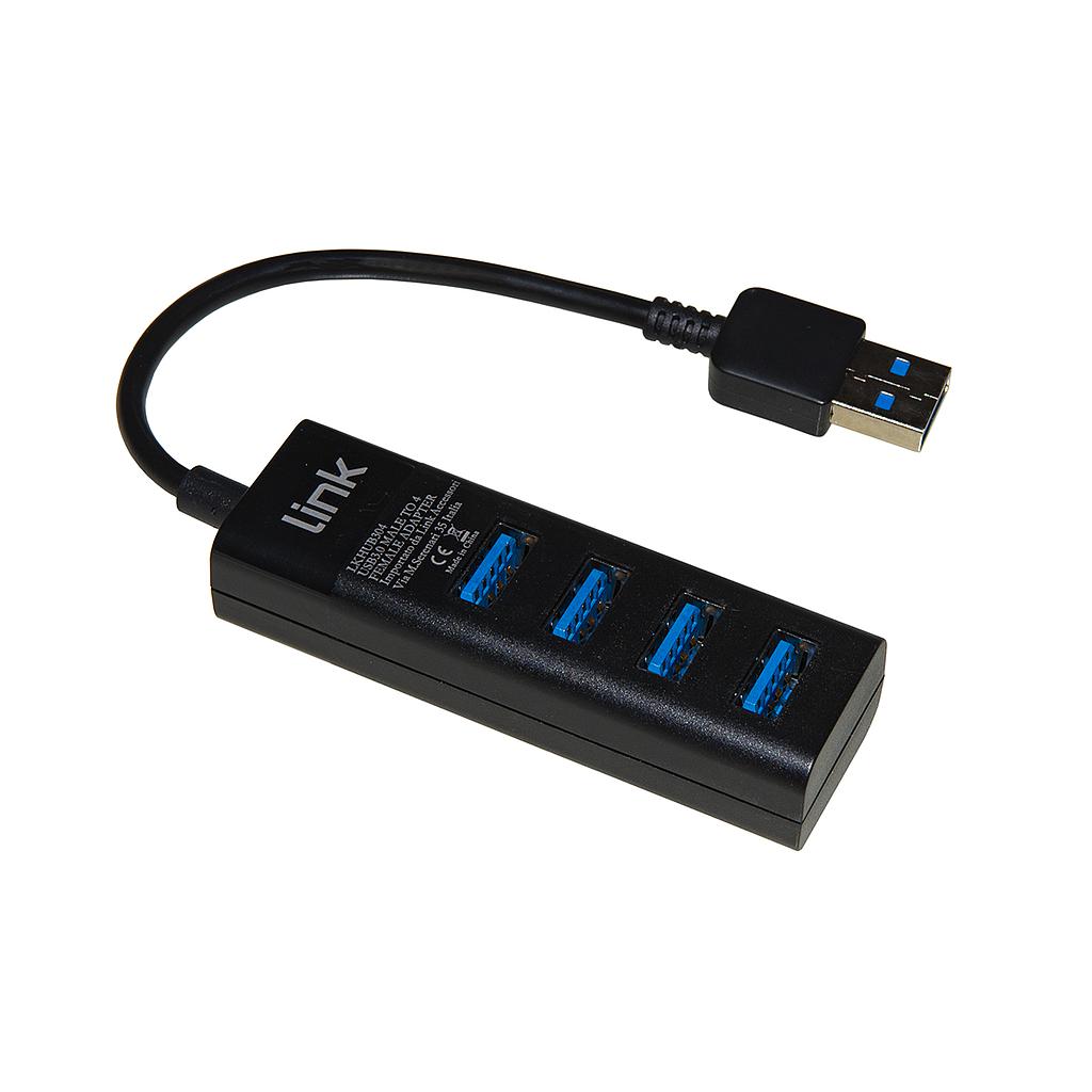 Hub 4 Porte Usb 3.0 con Cavo 15cm - Nero