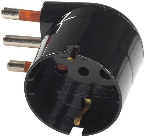 [RS78028] Adattatore Schuko 90° DOM 10A - Nero