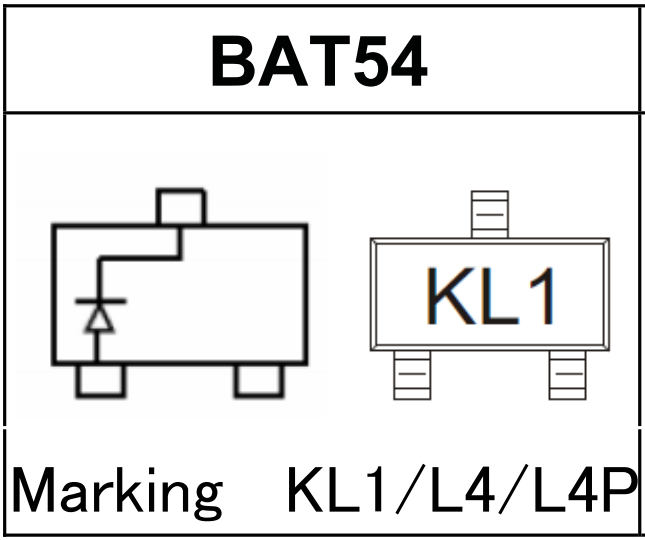 [BAT54] Diodo Schottky SOT-23 BAT54 30V 200mA KL1