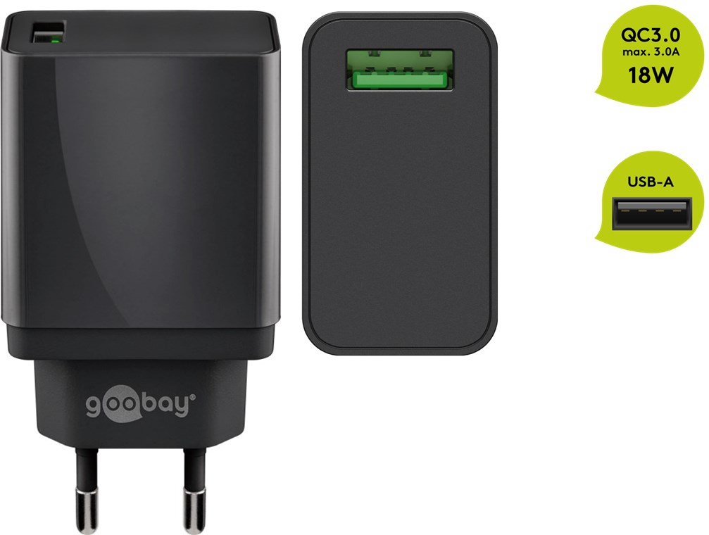 [61671] Caricatore Goobay Rapido USB QC 3.0 18 W - Nero