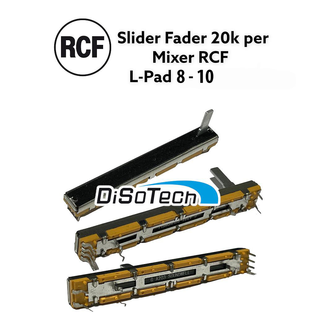Slider Fader L=60mm A20K X2 Dual ORIGINALE RCF per mixer L-PAD 8ch 10ch